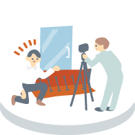 企業防災に関する動画配信のイラストイメージ